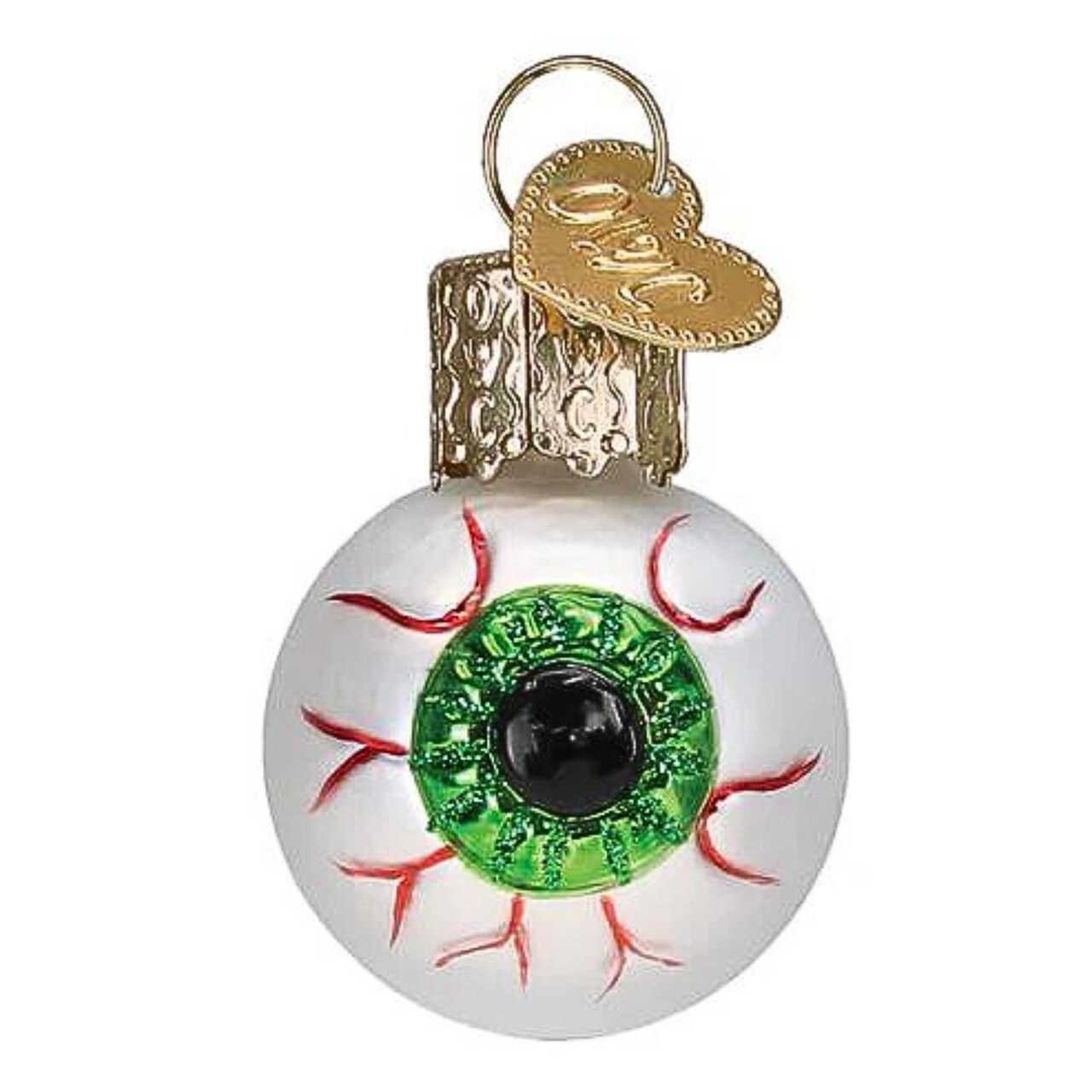 Old World Christmas 1.5 Inch Mini Evil Eye Halloween Tree Ornament , Green Blood Shot